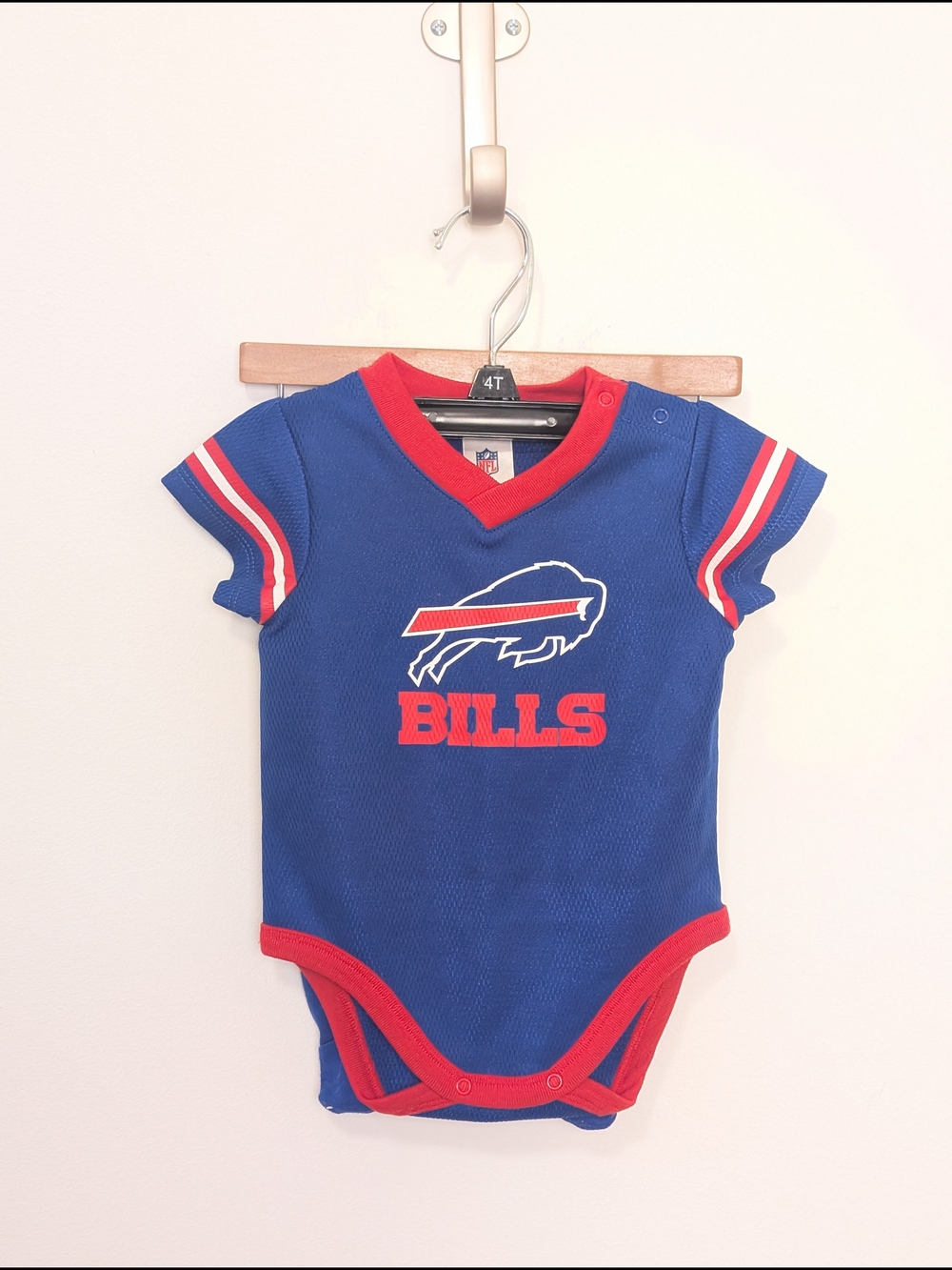 Buffalo Bills Jersey Onesie Bodysuit Footie Pants Set In Blue & Red Size 0-3 Mo.